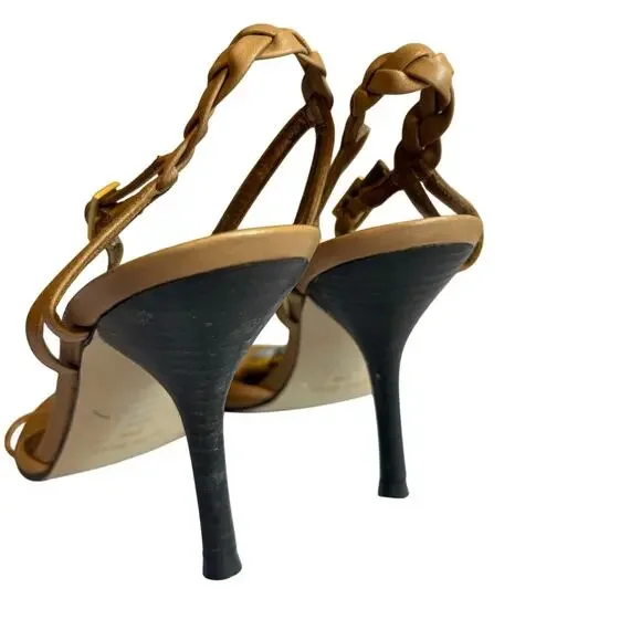 Nine West Strappy Tan Turquoise Color Stones Heel Size 6.5 - Picture 4 of 7